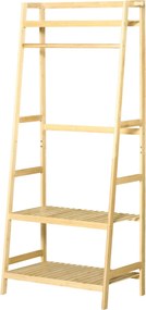 HOMCOM Bambusz Ruhaállvány Polcokkal Előszobába és Hálószobába, 70x42x164cm | Aosom