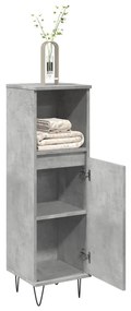 Betonszürke szerelt fa fürdőszobaszekrény 30 x 30 x 100 cm