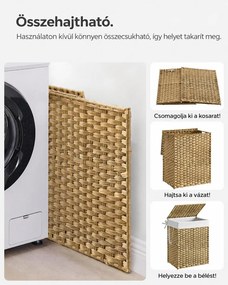 Szennyestartó, 90 literes, szintetikus rattan ruháskosár natúr