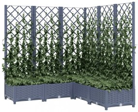 sötétszürke PP rácsos kerti ültetőláda 120 x 120 x 121,5 cm