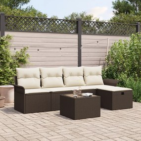 Kerti Kanapé Szett 6 pcs Barna és krémszínű 251 x 117 x 85 cm