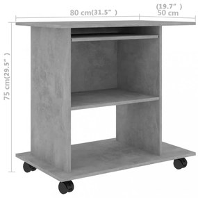 betonszürke szerelt fa számítógépasztal 80 x 50 x 75 cm