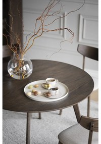 Sötétbarna kerek étkezőasztal tölgyfa dekorral ø 115 cm Yumi – Rowico