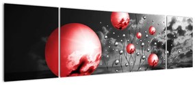 Absztrakt kép - piros gömb (170x50cm)