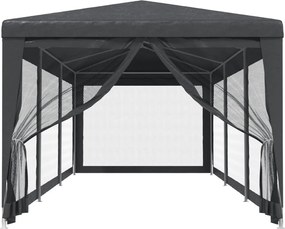 Antracit HDPE rendezvénysátor 8 hálós oldalfallal 3x9 m