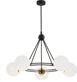 ARGON 2119 AMALFI Modern Csillár Fekete, Sárgaréz, Opál Szőnyeg E27 IP20