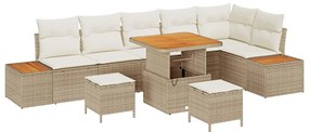 vidaXL Kerti Kanapé Szett 9 pcs Bézs polirattan