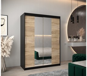 Ruhásszekrény 150 cm Toki 1 (matt fekete + szonoma tölgy). 1064908