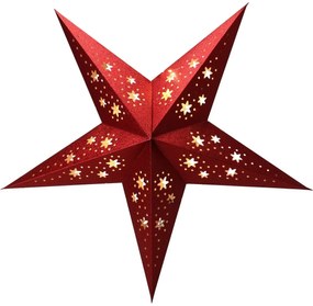 Red star karácsonyi papír LED dekoráció , 10 LED, 60 cm