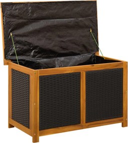 vidaXL Kerti Tároló Doboz 185 L Tömör Akácfa 90 x 50 x 56 cm Fekete
