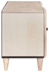 TV szekrény fiókkal Fehér 105 x 33 x 46 cm tömör mangófa