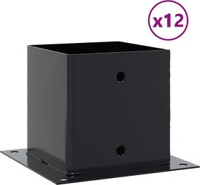vidaXL 12 db antracit porszórt acél oszlopalapok négyzet alakú