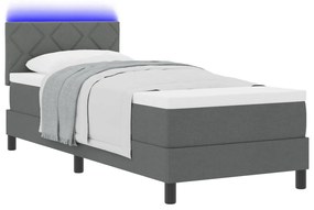 Boxspring Ágy Matraccal &amp; LED Sötét Szürke 80x200 cm Szövet