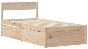 tömör fenyőfa ágykeret fiókokkal és matraccal l 100 x 200 cm