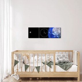 A Hold és a Föld képe (órával) (90x30 cm)
