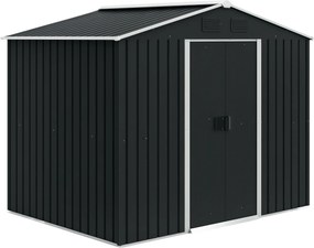 Outsunny Külső Kerti Shed 3.6m² 236x174x190 cm Szürke Kerti Shed 2 Tolóajtóval, Lejtős Tetővel és 4 Ablakkal Teraszra | Aosom