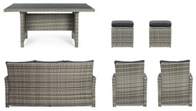 Szürke műrattan hatszemélyes kerti lounge szett Ariel – Bizzotto
