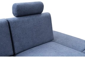 Ágyazható kárpitozott L-alakú sarok ülőgarnitúra tárolóhellyel AVESTA, jobbos, kék