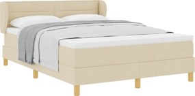 vidaXL Boxrugós ágy matracmal fejtámlával Krém 140 x 200 cm szövet