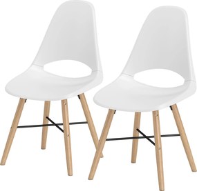 HOMCOM 2 db Étkezőszék, Modern Konyhai Székek Fúrt Támlával és Gumifából Készült Lábakkal, Műanyag Szék Konyhához, Hálószobához, Irodához és Nappaliho