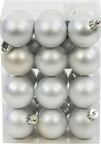 24 X Bombák Medálok Karácsonyfa Dekoráció Gömbök 4CM Karácsony 24DB Matt ezüst