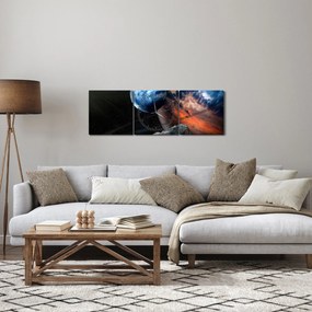 Egy bolygó képe az űrben (órával) (90x30 cm)