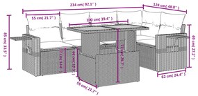 6 részes bézs polyrattan kerti ülőgarnitúra párnával