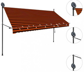 narancssárga-barna kézzel kihúzható LED-es napellenző 300 cm