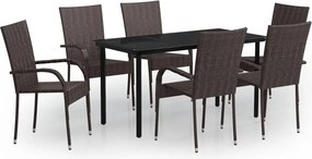 vidaXL 7 részes barna-fekete kerti étkezőgarnitúra