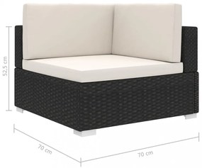 vidaXL 1 db fekete polyrattan moduláris sarokfotel párnákkal