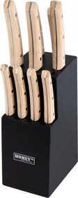 Homey's Bokträ fekete blokk késkészlet, 9 részes, steak késkészlet