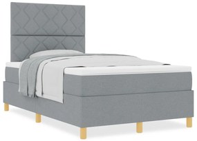 Box Spring Ágy Matrac Világosszürke 120x200 cm Szövet