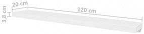 4 db fehér fali polc 120 cm