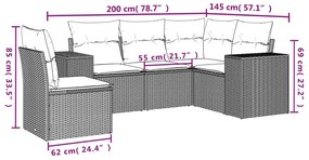 5 részes szürke polyrattan kerti ülőgarnitúra párnákkal