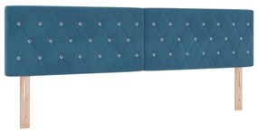 Boxspring Ágy Matrac LED-del Sötét Kék 180x200 cm Bársony