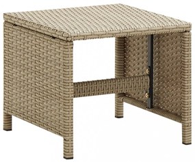 2 db bézs polyrattan kerti szék lábtartókkal