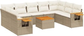 vidaXL 10 részes bézs polyrattan kerti ülőgarnitúra párnával