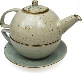 Kerámia teáskanna Duo 0,5 l+csésze 0,3 l+tányér Rustic Seledyn