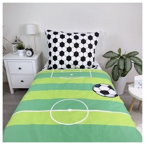 Zöld egyszemélyes pamut gyerek ágyneműhuzat 140x200 cm Football – Jerry Fabrics