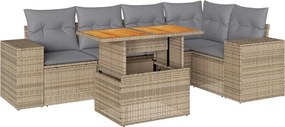 vidaXL 6 részes bézs polyrattan kerti ülőgarnitúra párnával