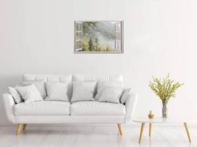 Gario Vászonkép Nyitott ablak Titokzatos erdo Méret: 90 x 60 cm