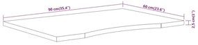 tömör akácfa téglalap alakú asztallap 90 x 60 x 2,5 cm