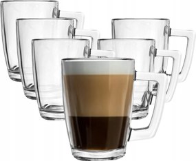 6 db 320 ml-es Pohár Teahoz, Kávéhoz, Szett, Üveg Pohár Füllel