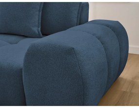 Sötétkék zsenília kinyitható-tárolóhelyes sarokkanapé (bal oldali-heverő résszel) Everest – Bobochic Paris