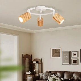 Brilagi - Spotlámpa MODERN WOOD 3xGU10/8W/230V kaucsukfa/fehér