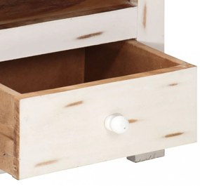 fehér tömör akácfa TV-szekrény 110 x 30 x 40 cm