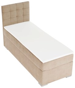 Boxspring ágy, egyszemélyes, világosbarna, 90x200, balos, DANY