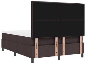 Rugós ágy matraccal és LED világítással, sötét barna - 140 x 190 cm szövet