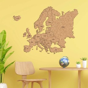 DUBLEZ | Európa térképe parafából - Államok angol nyelvű felirattal | Fali kép