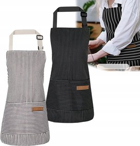 2 db-os Konyhai Kötény Szett Fekete Gasztronómia Zseb